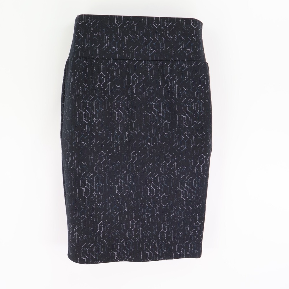Apt.‎ 9 Pencil Skirt Womens S Black Geometric Stretch Waist Pull-On Knee Length